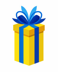 Yellow Gift Box with Blue Ribbon: A Symbol of Celebration and Joy.