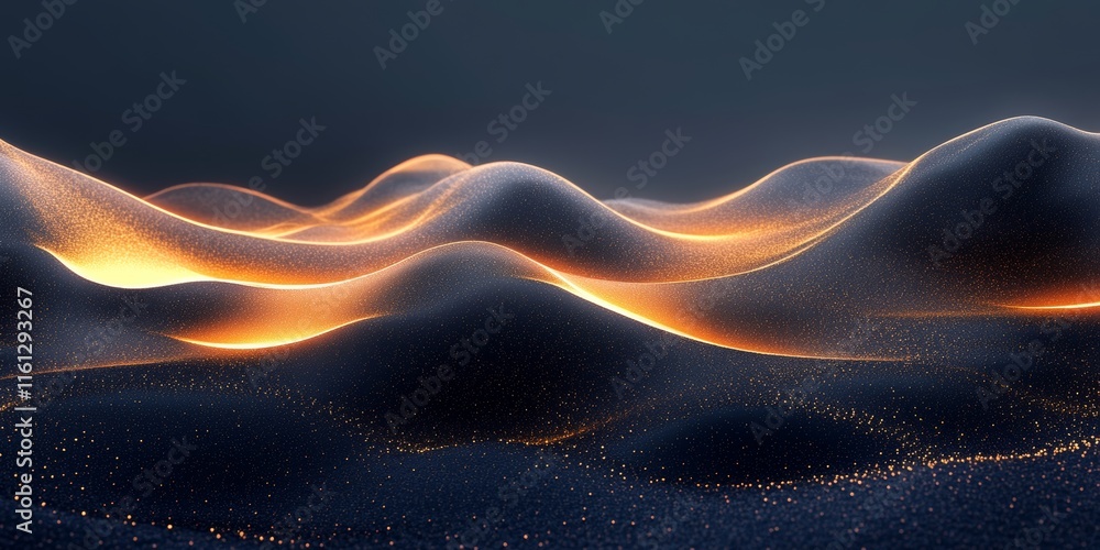 Poster streaks ripple into surreal abstract glowing light waves., generative ai
