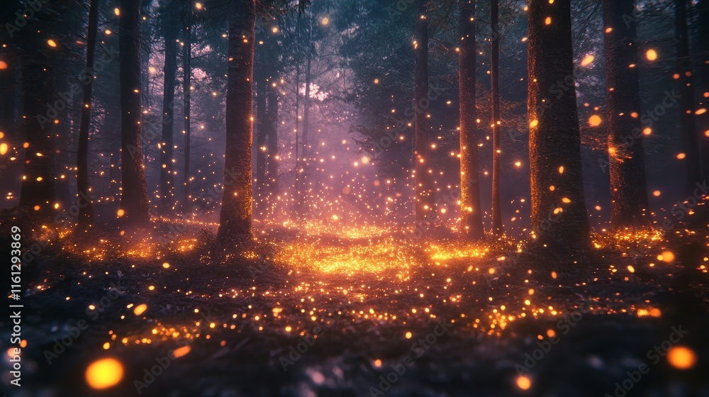 Poster vines pulse through glowing surreal forest visuals., generative ai
