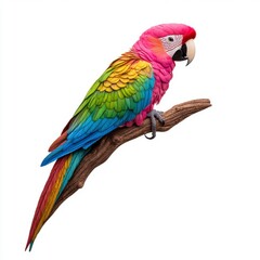 Colorful Parrot Perched on Branch with Vibrant Plumage and Detail