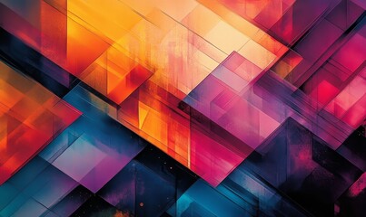 Pulsating neon hues collide, forming vibrant abstract geometric patterns., Generative AI