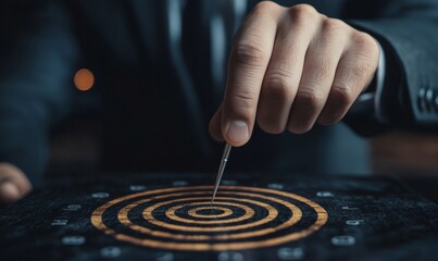 Businessman showing business target planning development leadership and customer target group, investment growth and success development, achivement, goal, strategy, finance, Generative AI