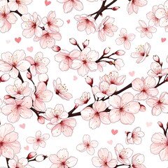 Pink cherry blossoms on a white background