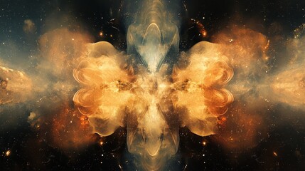 Fototapeta premium celestial patterns shift into glowing abstract digital compositions., Generative AI