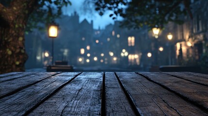Evening street scene cozy town scenic view warm lighting outdoor environment nighttime ambiance