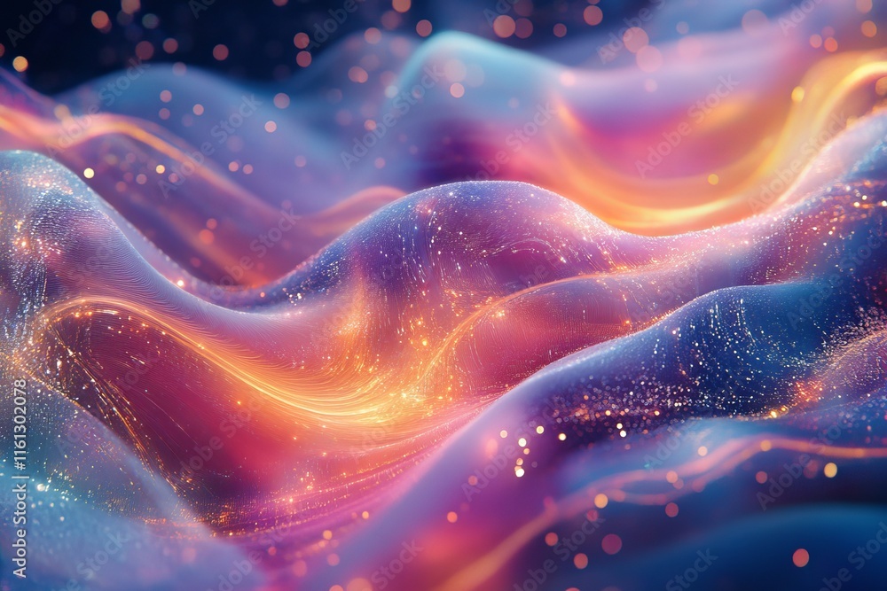 Fototapete shimmer patterns dissolve into dynamic cosmic digital forms., generative ai