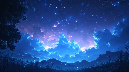 Naklejka premium skies dissolve into glowing dreamlike celestial formations., Generative AI