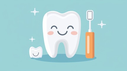 Engaging Illustration of a Happy Tooth with Toothbrush Emphasizing Dental Health Importance