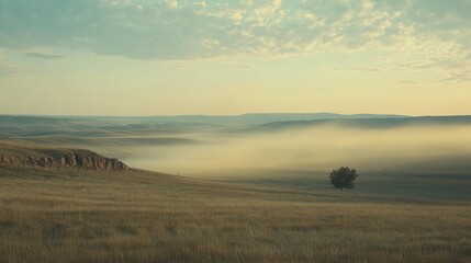 Obraz premium Morning Light Over Rural Farmland and Irrigation Systems