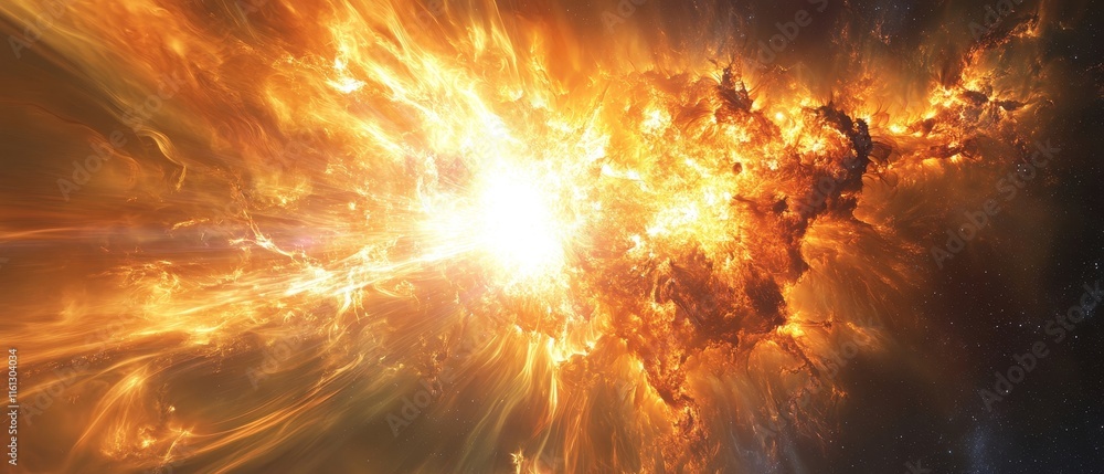 Aufkleber solar flares pulse through dynamic glowing abstract compositions., generative ai