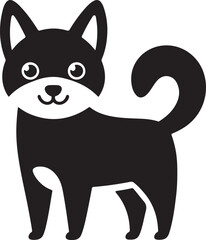 Silhouette of a Standing Happy Husky Dog