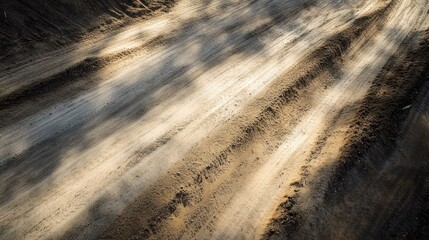 Sunlit Dirt Road: A Textured Landscape