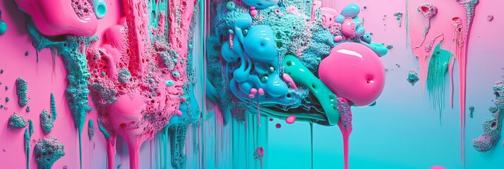 Neon blue, pink, green concept
