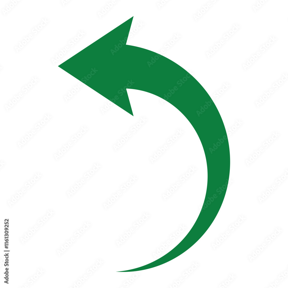 Poster simple green curved arrow icon. green curved arrow graphic for navigation and interface designs. vec