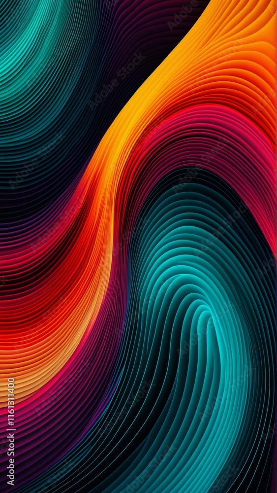 Aufkleber vibrant abstract waves: colorful gradient patterns and dynamic flowing textures