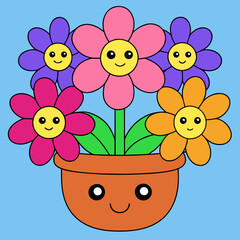 a pot full of colorful flowers