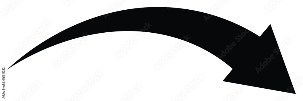 Poster wavy curved long arrow icon. long arrow vector. flat style arrow symbol. long curved arrow icon on w