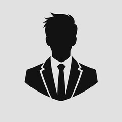 very simple flat and minimalist businessman silhouette in black color on a white background