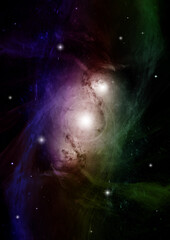 Stars of a planet and galaxy in a free space Elements of this image furnished by NASA.