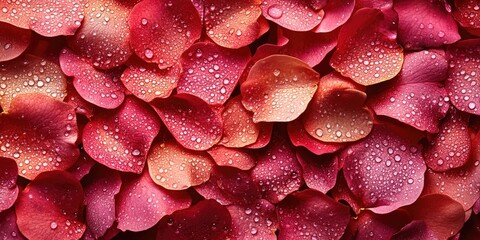 Dew Drops on Crimson Rose Petals A Stunning Floral Display