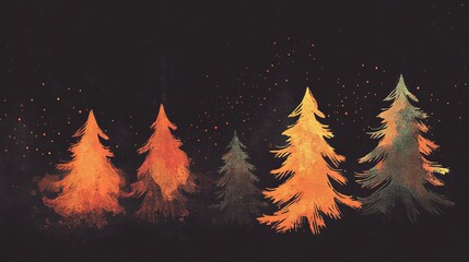 Negative space Christmas trees