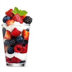 Vibrant and Healthy Glass Parfait Filled with Fresh Fruits and Creamy Yogurt Perfectly Layered for a Refreshing and Colorful Dessert Experience