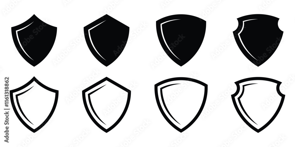 Fototapete set of security shield icons. security shields logotypes. different shields collection. security sym