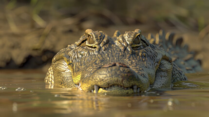 Alligator crocodile in water.