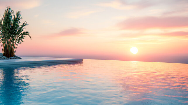 Exquisite luxury swimming pool overlooking the stunning sunsets of Santorini, featuring elegant design and breathtaking views