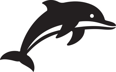 Dynamic Black Silhouette Dolphin Leaping Vector Illustration Aquatic Animal