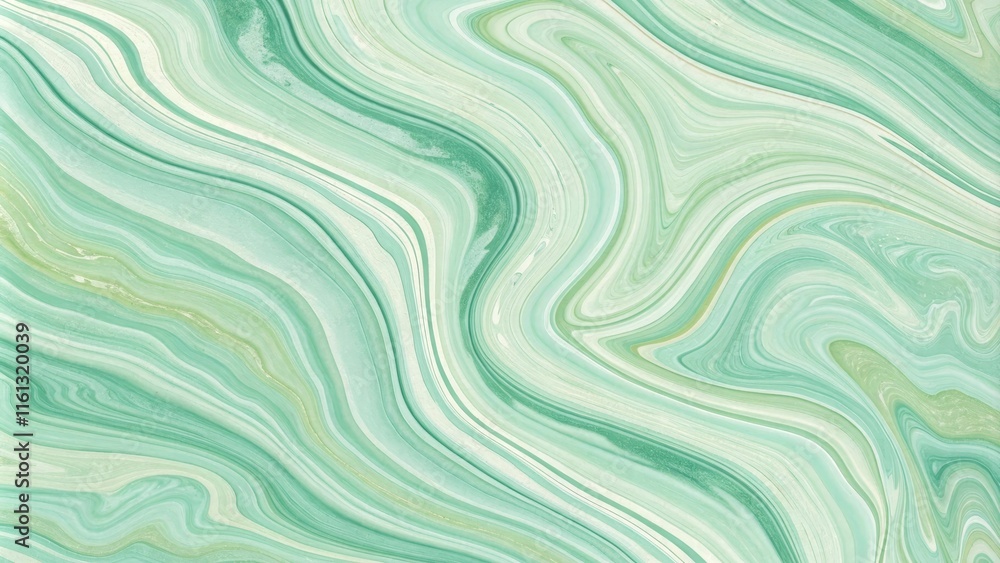 Poster abstract green marble texture with elegant swirls and fluid patterns