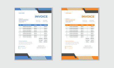 Professional invoice design for corporate office, Simple and creative modern corporate clean invoice design..
