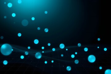 Abstract blue bubbles floating in a dark background, creating a serene digital atmosphere.