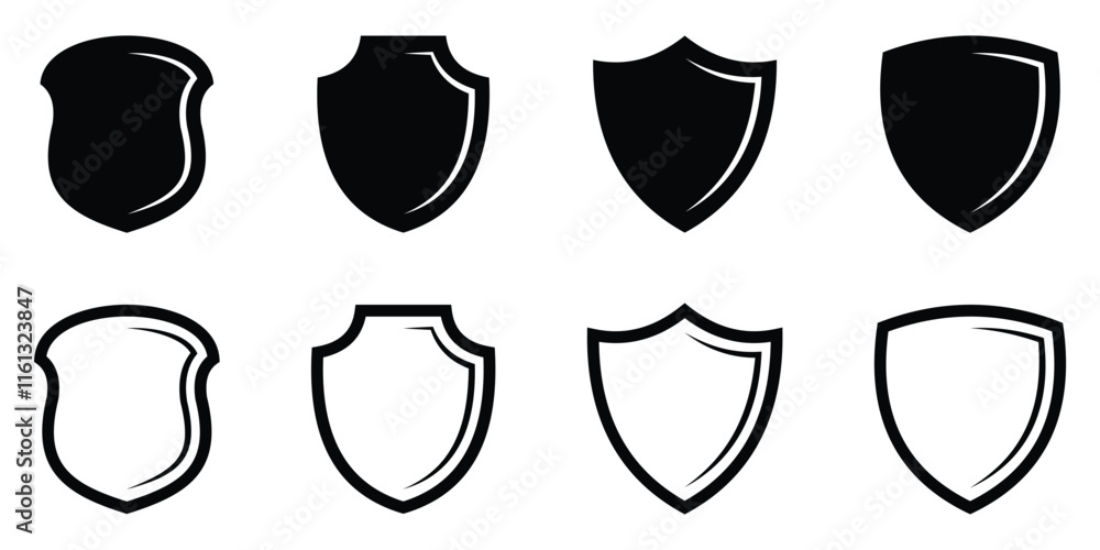 Fototapete set of security shield icons. security shields logotypes. different shields collection. security sym