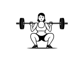 Black and white woman lifting weight icon