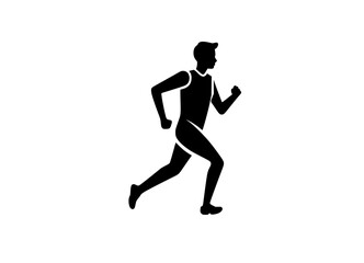 Graceful running man on white background icon