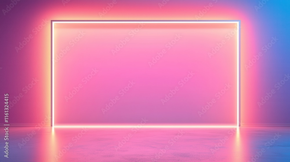 Poster a vibrant neon frame glows against a gradient background, creating a striking visual effect perfect 