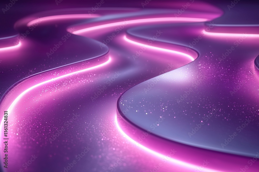 Aufkleber Abstract purple and pink glowing curves with sparkling texture backgrounds design or technology themes mesmerizing visual