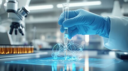 Scientist measuring liquid into a test tube