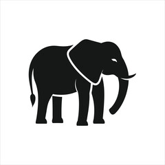  Elephant Silhouette Icon Vector on White Background