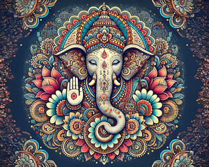 Naklejka premium Intricate Ganesha Mandala Art