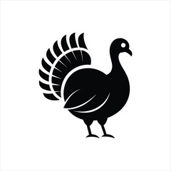 Turkey Silhouette Icon Vector on White Background