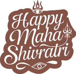 Maha shivratri lettering design with lord shiva trishul vector illustration.

