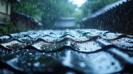 The sound of rain falling on a roof.