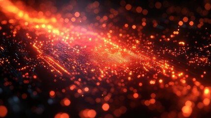Abstract digital art depicting glowing particles and lines, suggesting energy and movement.