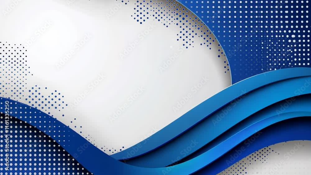 Poster abstract design featuring blue waves and dotted patterns in a modern art style with smooth gradients