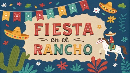 Colorful fiesta celebration at the ranch with traditional mexican elements