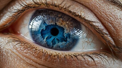 Extreme close up macro image of an eye looking like the Earth.