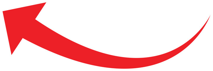 Long Red Curved Arrow Icon Vector. Red Long Arrow Vector. Flat Style Arrow Symbol. Vector Illustration.