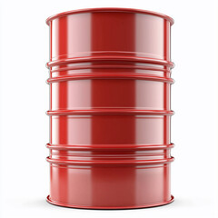 Obraz premium Red barrel standing on white background representing fossil fuel and chemical industry